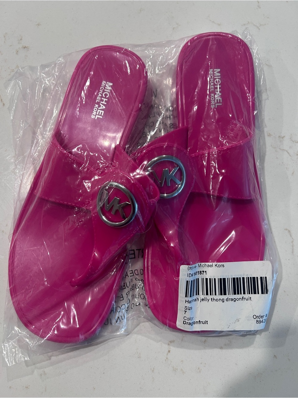 Michael Kors Dragonfruit Pink Jelly Slide Sandals Size 7